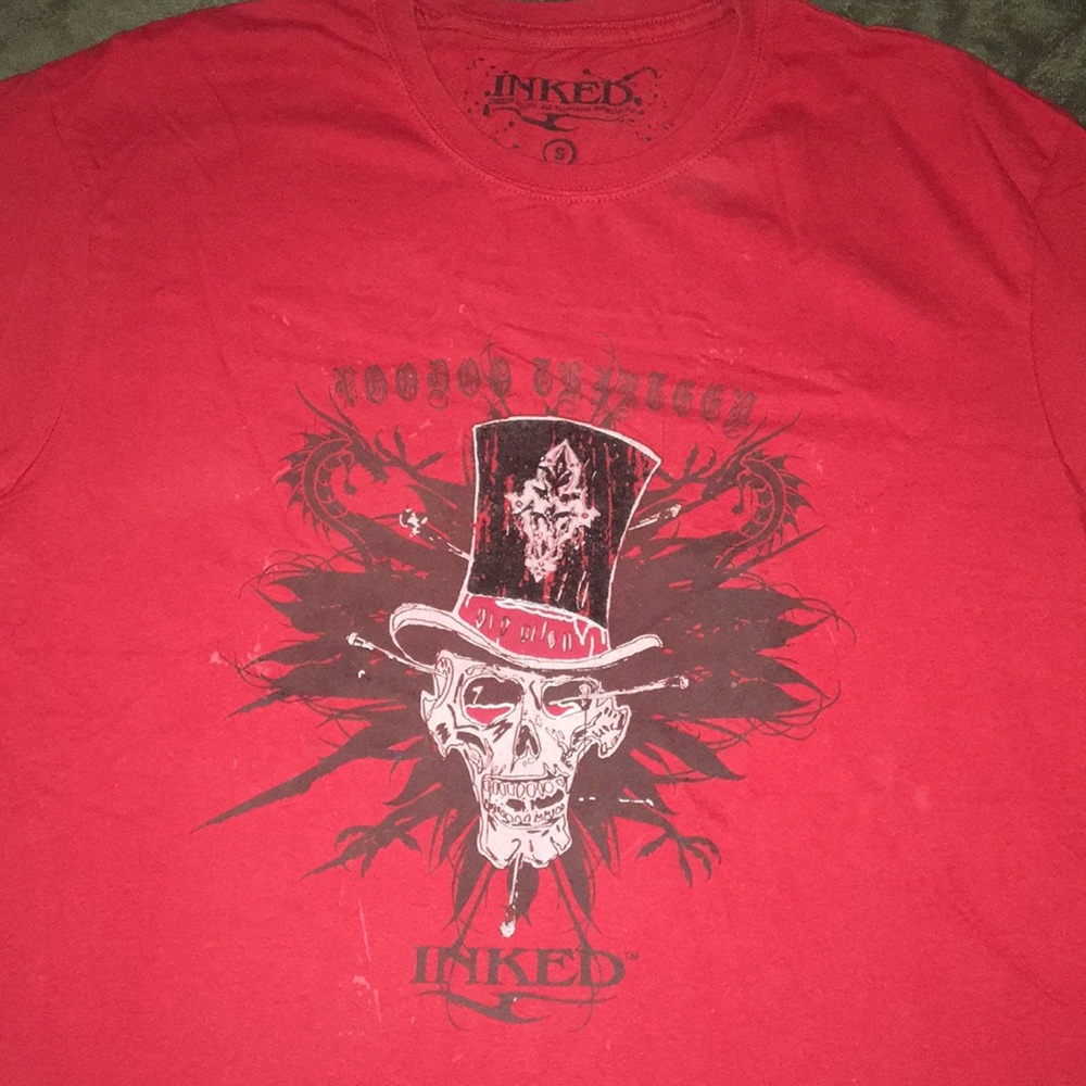 INKED RED SKULL SHIRT S
